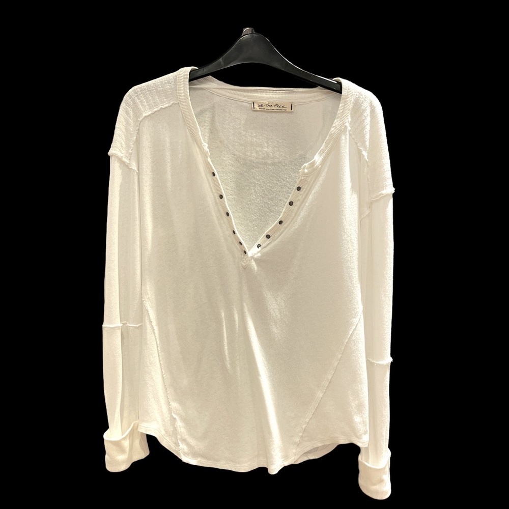 WE THE FREE by FREE PEOPLE White Henley Womens Size Medium